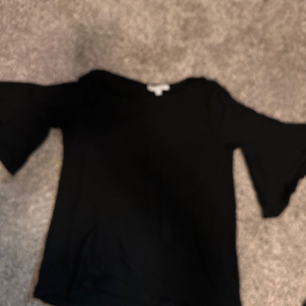 Green Envelope Black Flared Sleeve Blouse